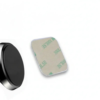 Set of metal mounting plates for Magnetic Car Phone Holder, including various shapes and sizes for universal compatibility.
