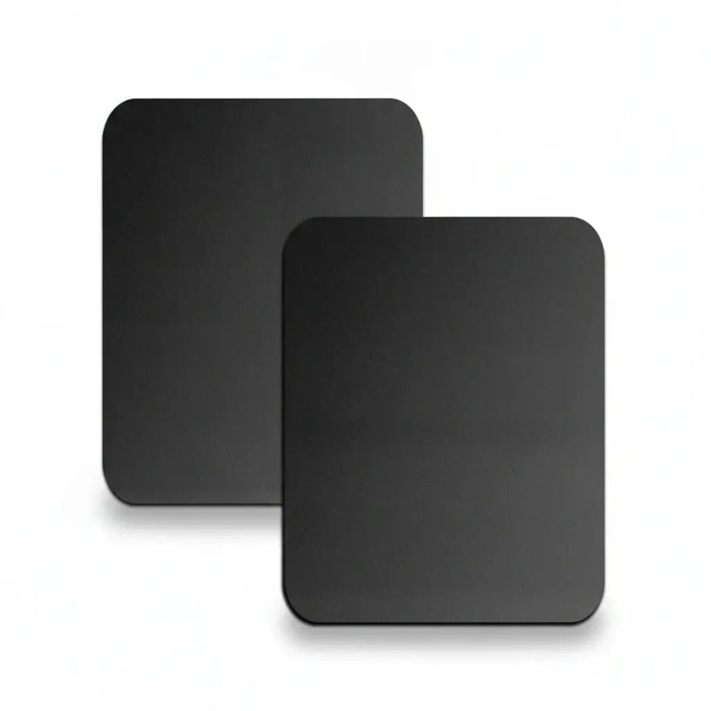 Set of metal mounting plates for Magnetic Car Phone Holder, including various shapes and sizes for universal compatibility.