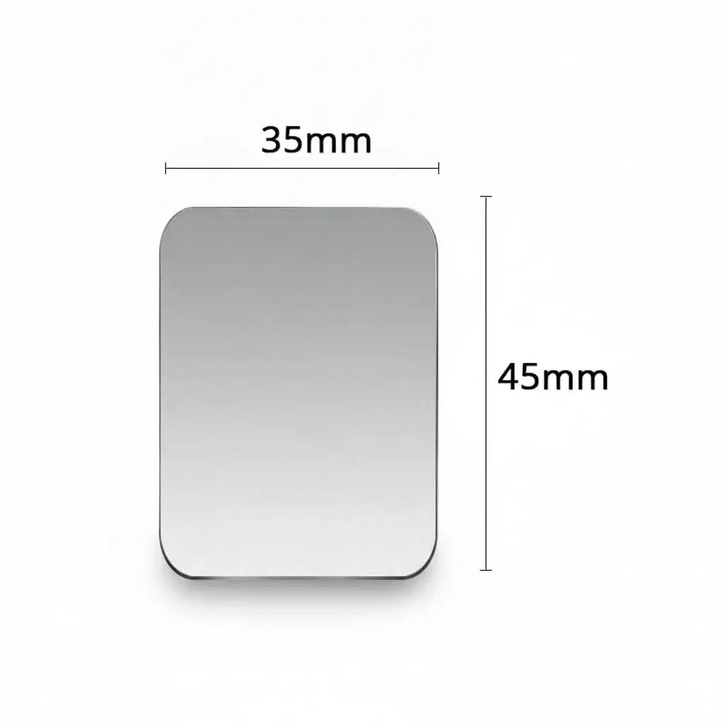 Set of metal mounting plates for Magnetic Car Phone Holder, including various shapes and sizes for universal compatibility.