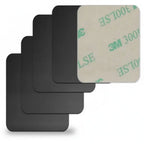 Set of metal mounting plates for Magnetic Car Phone Holder, including various shapes and sizes for universal compatibility.