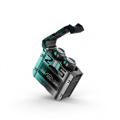 Wireless Gaming Earbuds in charging case showing battery indicator and sleek design