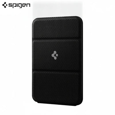 Spigen MagSafe Card Holder in black for carrying cards, designed for compatibility with iPhone.