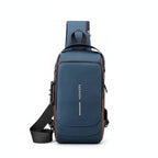 Anti-Theft USB Charging Chest Bag with Security Lock featuring a modern design and USB charging capability.
